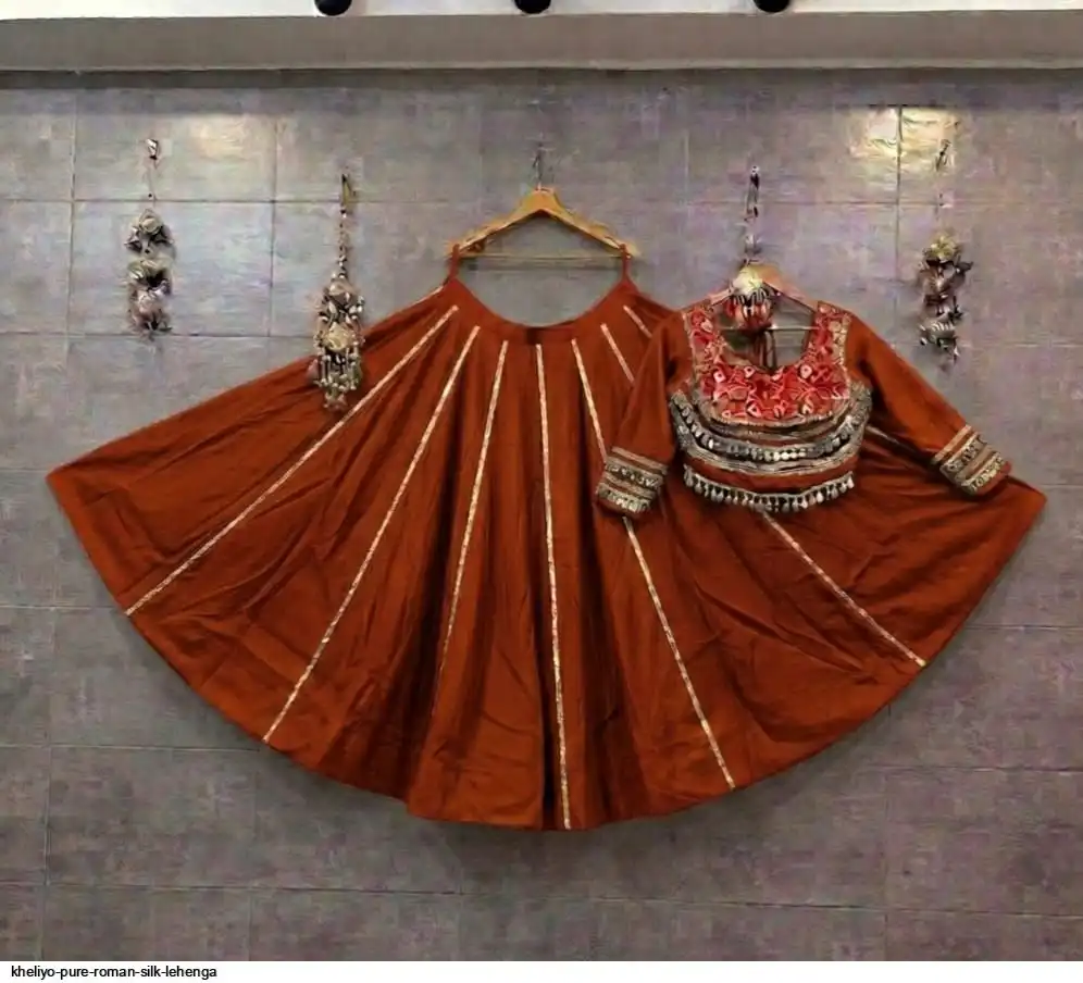 KHELIYO PURE ROMAN SILK LEHENGA 9