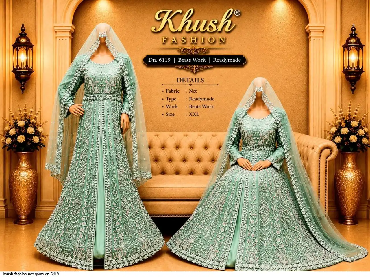 KHUSH FASHION NET GOWN DN 6119 C