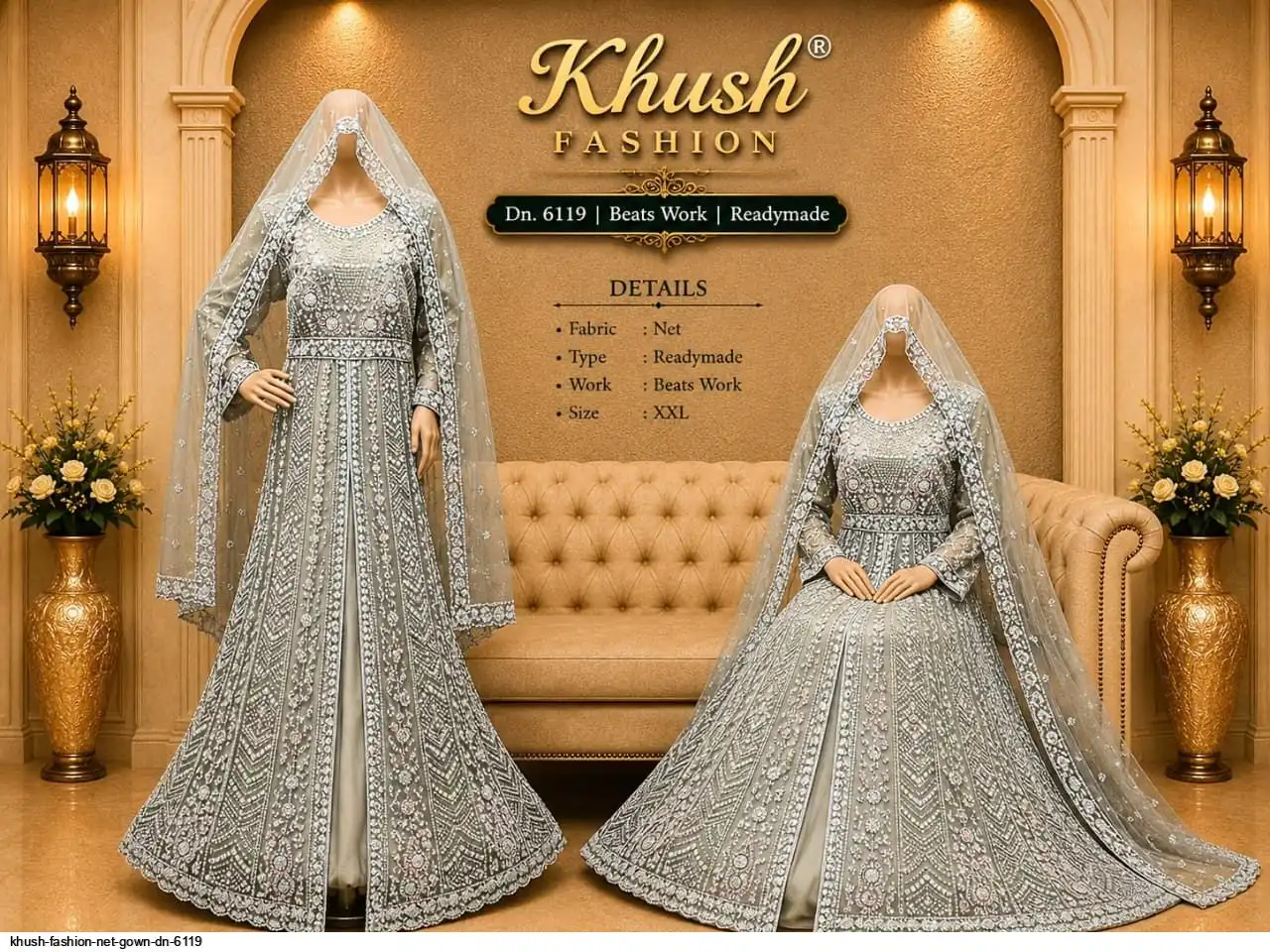KHUSH FASHION NET GOWN DN 6119 B