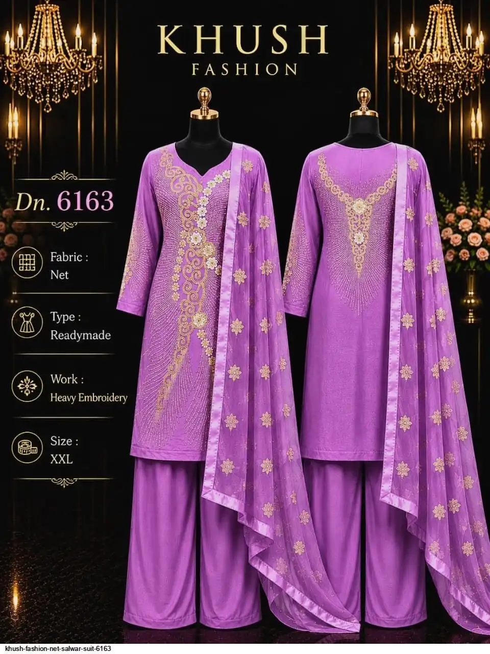 KHUSH FASHION NET SALWAR SUIT 6163 PURPLE