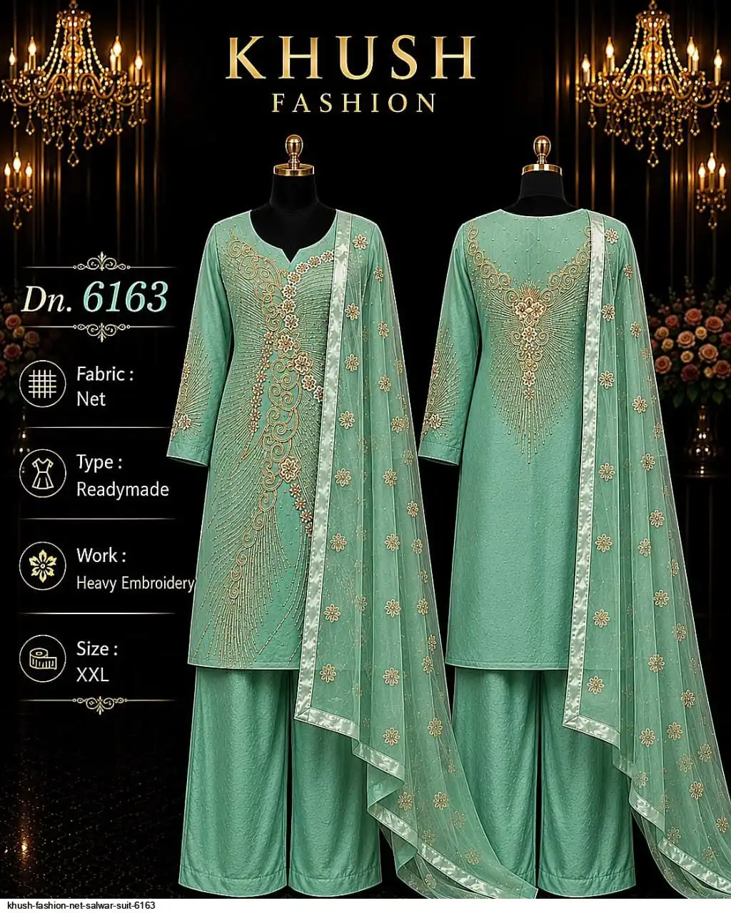 KHUSH FASHION NET SALWAR SUIT 6163 PISTA