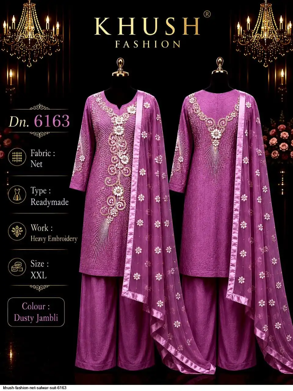 KHUSH FASHION NET SALWAR SUIT 6163 DUSTYJAMBLI