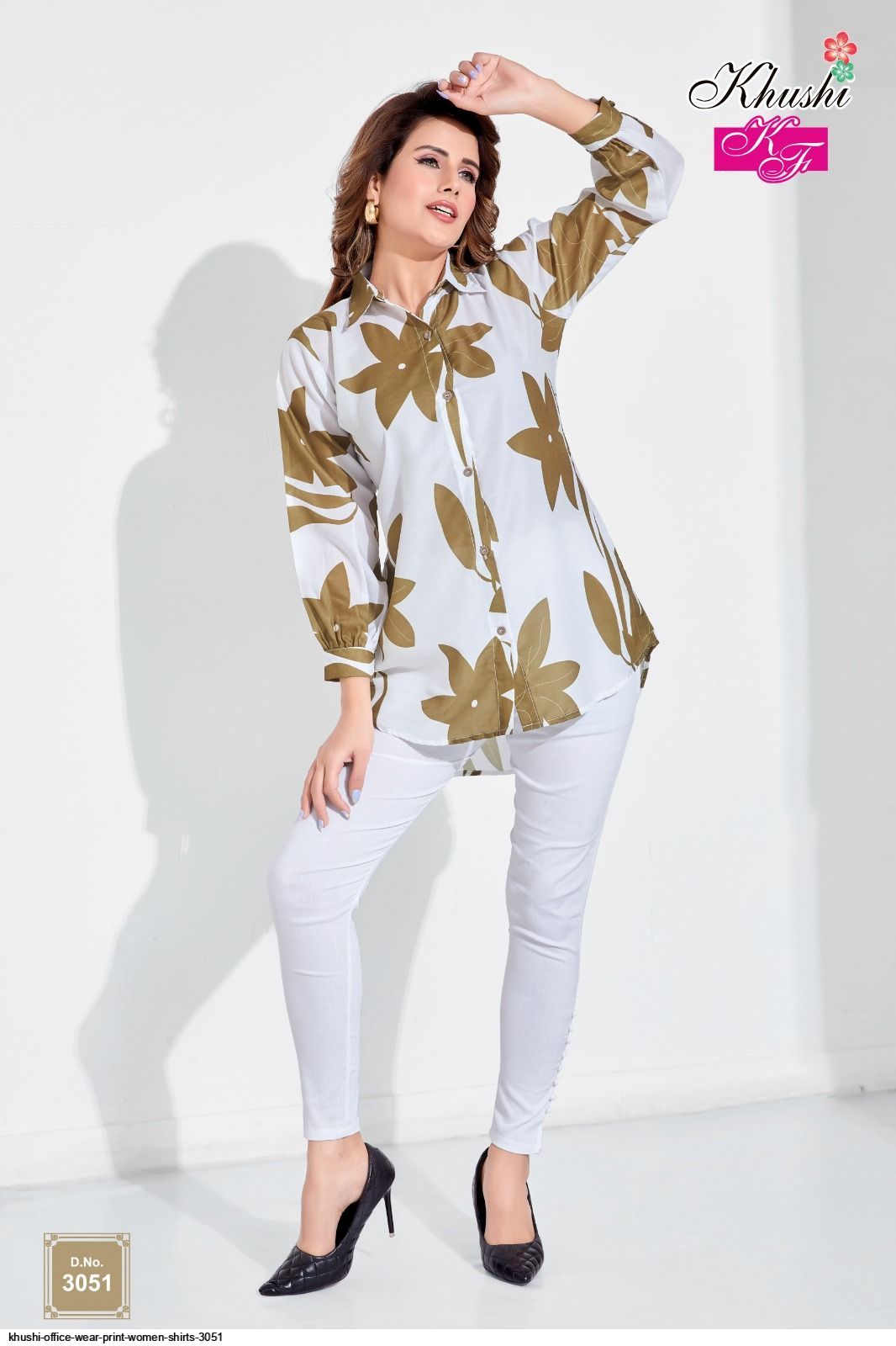 KHUSHI OFFICE WEAR PRINT WOMEN SHIRTS 3051