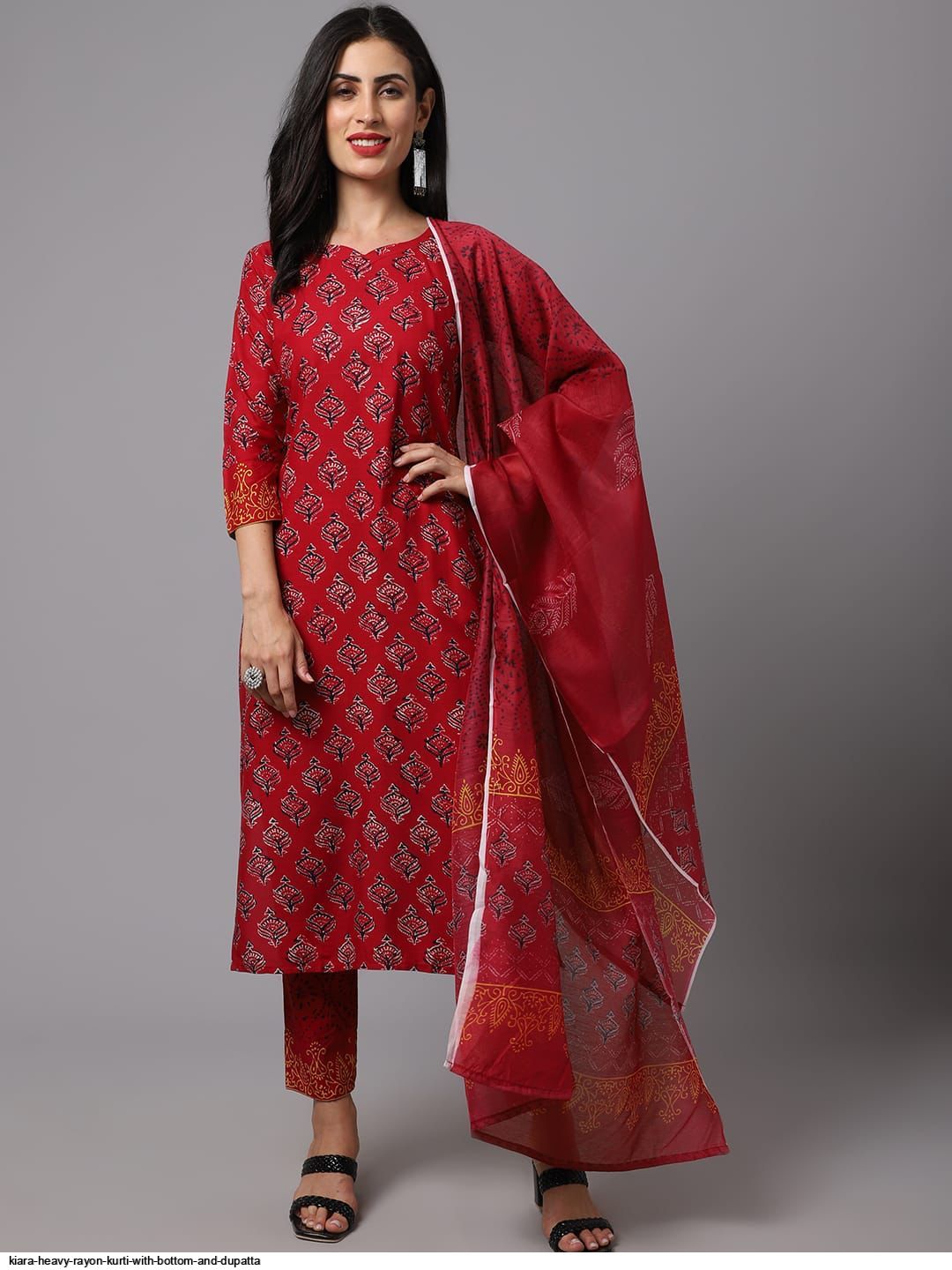 Kiara Heavy Rayon KURTI WITH BOTTOM AND DUPATTA