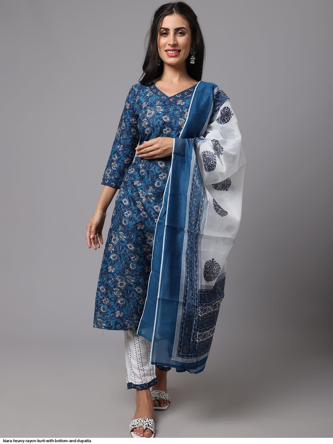 Kiara Heavy Rayon Kurti With Bottom And Dupatta