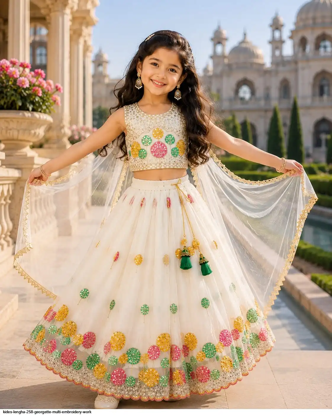 KIDES LENGHA 258 GEORGETTE MULTI EMBROIDERY WORK 2