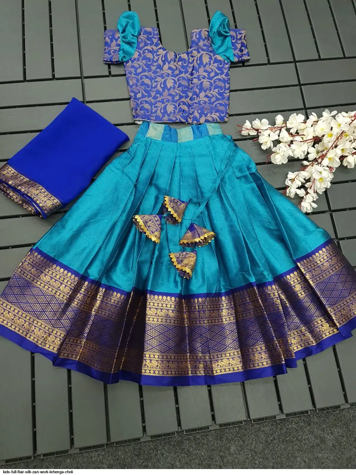 KIDS FULL FLAIR SILK ZARI WORK LEHENGA CHOLI D