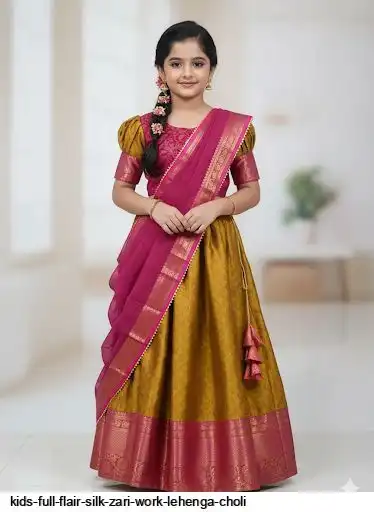 KIDS FULL FLAIR SILK ZARI WORK LEHENGA CHOLI C