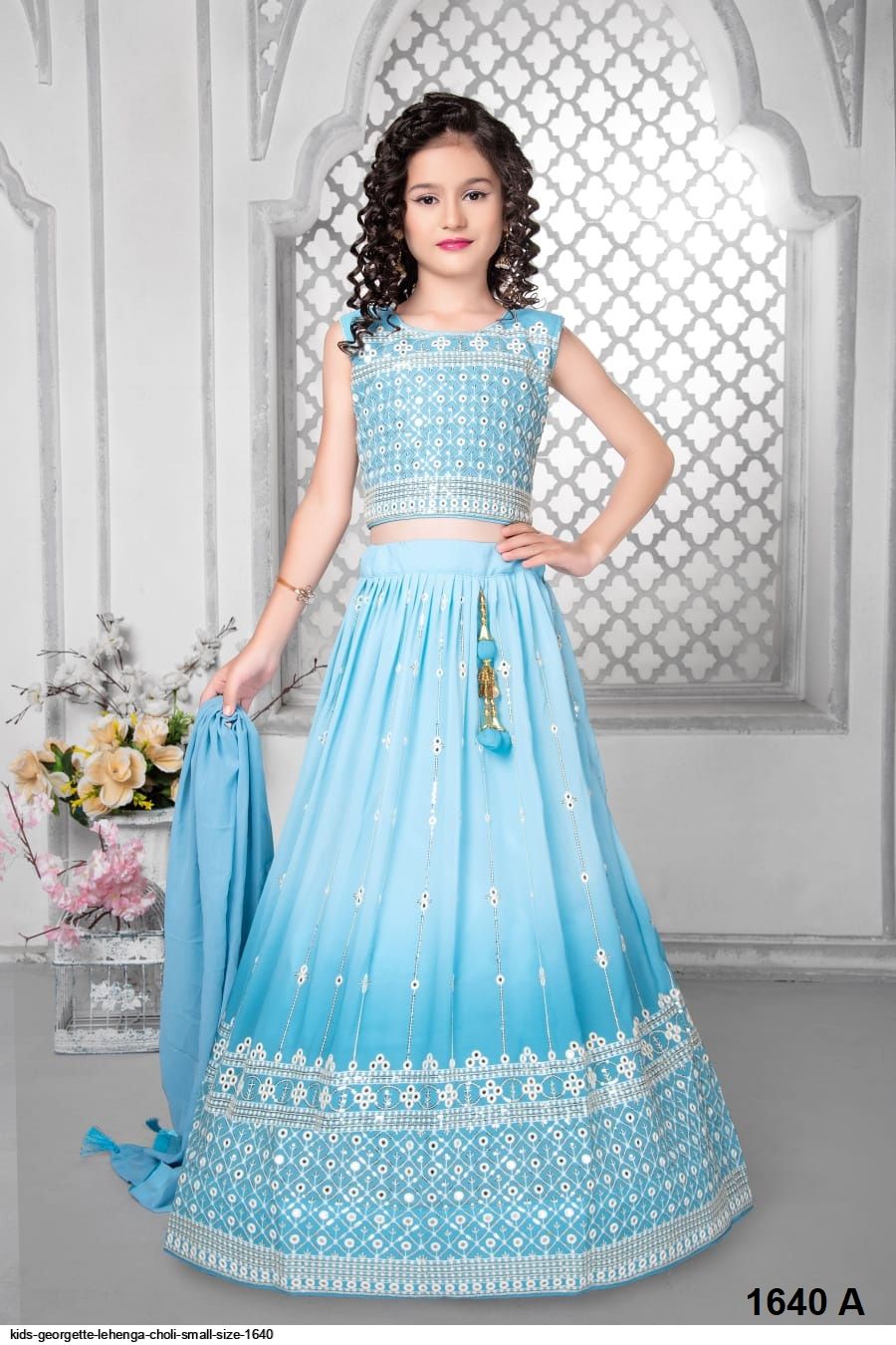 Buy Peach Embroidered Girls Lehenga Choli – Mumkins