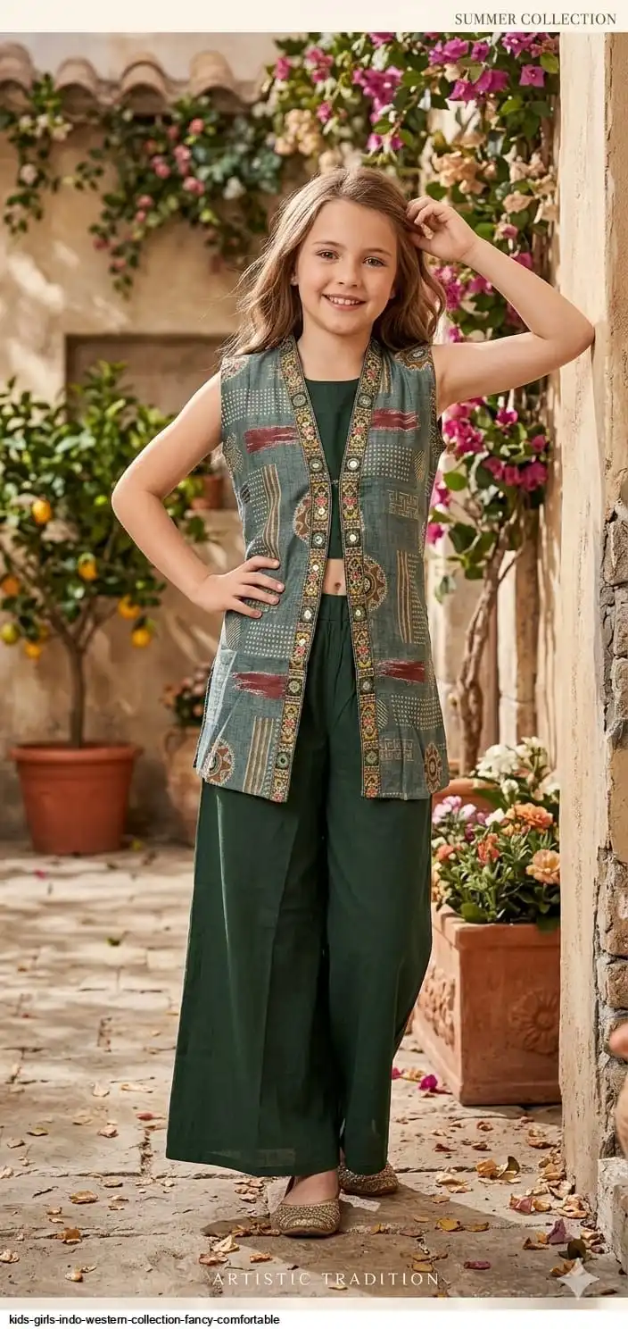 KIDS GIRLS INDO WESTERN COLLECTION FANCY COMFORTABLE C
