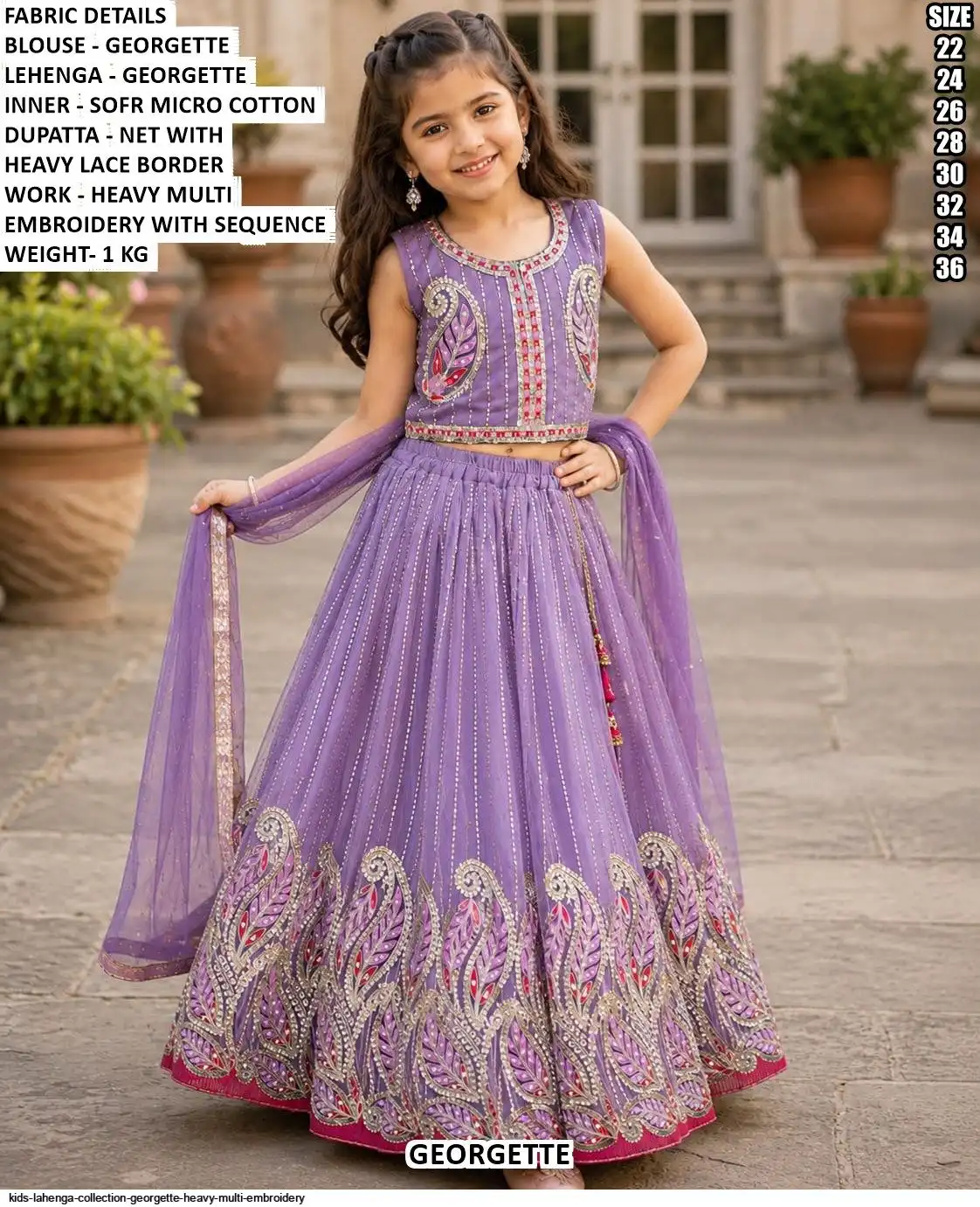 KIDS LAHENGA COLLECTION GEORGETTE HEAVY MULTI EMBROIDERY A