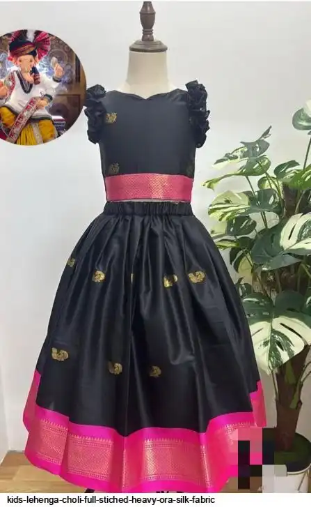 KIDS LEHENGA CHOLI FULL STICHED HEAVY ORA SILK FABRIC 3