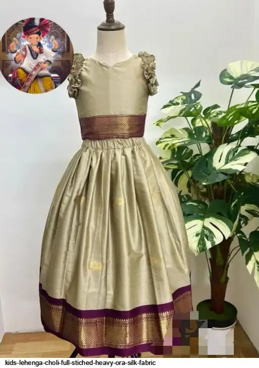 KIDS LEHENGA CHOLI FULL STICHED HEAVY ORA SILK FABRIC 2