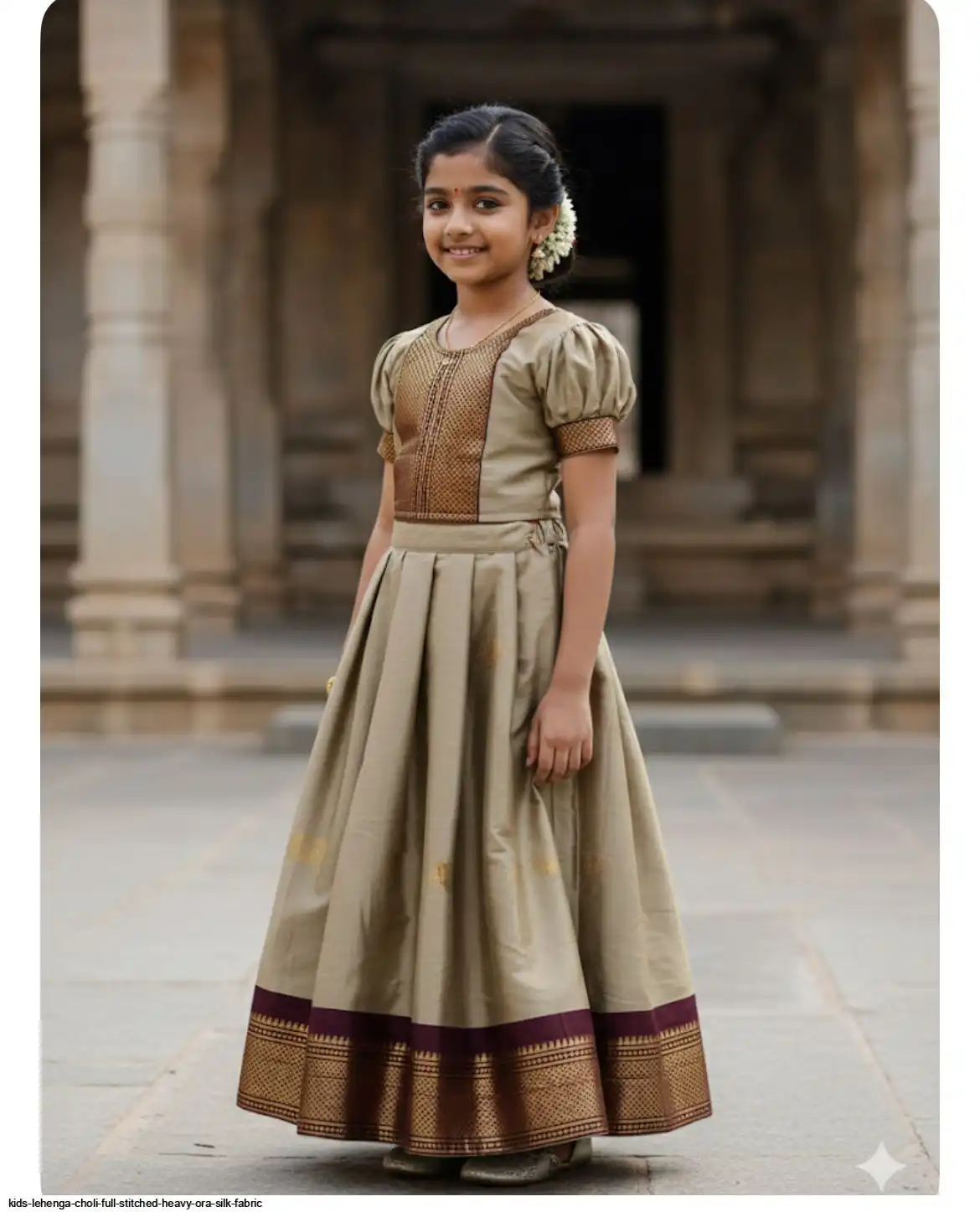 KIDS LEHENGA CHOLI FULL STITCHED HEAVY ORA SILK FABRIC 2