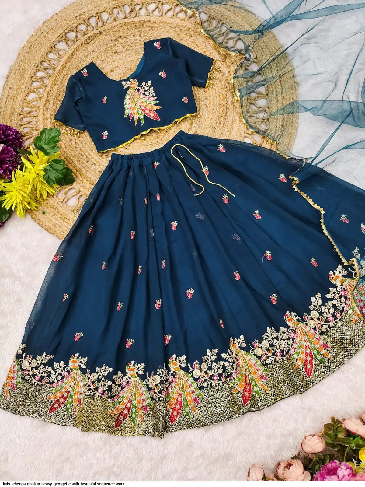 KIDS LEHENGA CHOLI IN HEAVY GEORGETTE WITH BEAUTIFUL SEQUENCE WORK B