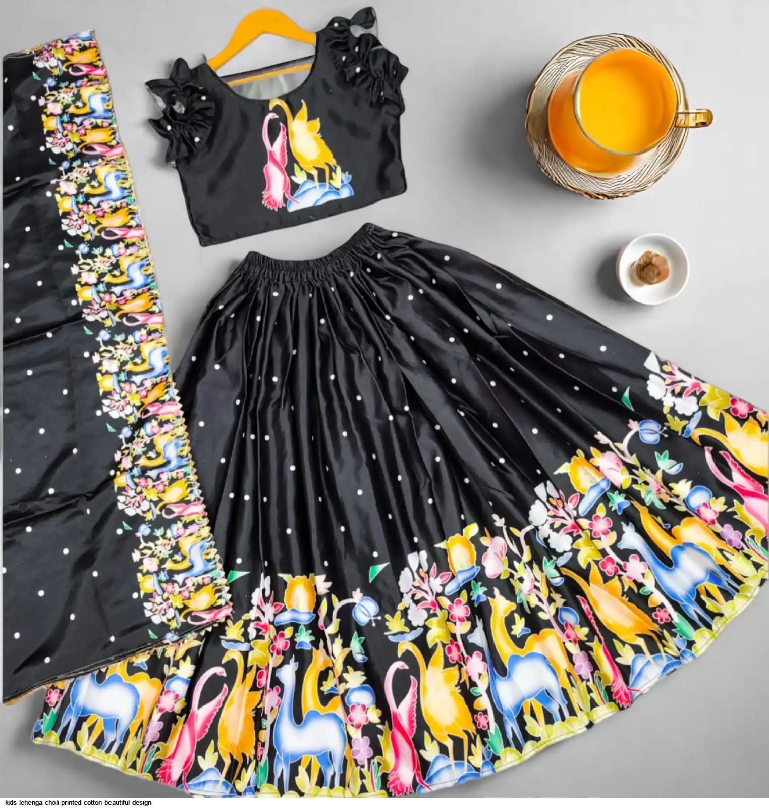 KIDS LEHENGA CHOLI PRINTED COTTON BEAUTIFUL DESIGN G