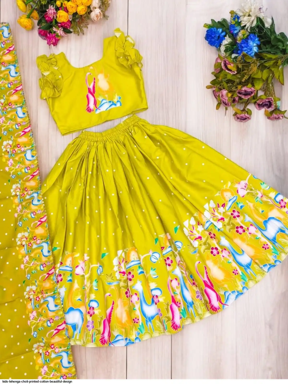 KIDS LEHENGA CHOLI PRINTED COTTON BEAUTIFUL DESIGN I