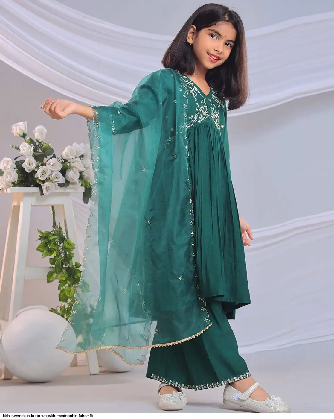 KIDS RAYON SLUB KURTA SET WITH COMFORTABLE FABRIC FIT 4