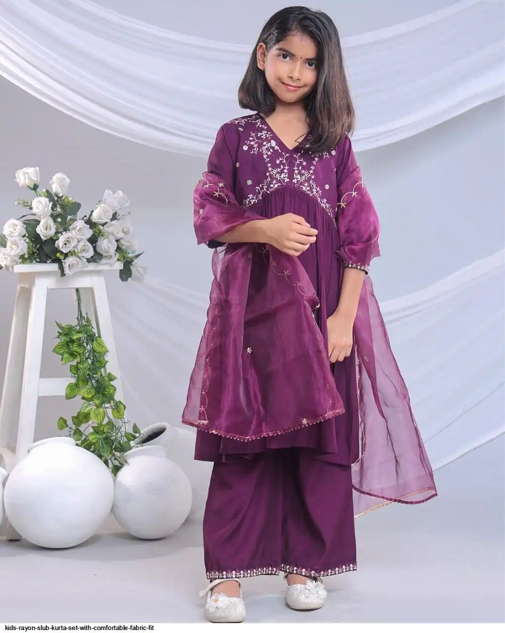 KIDS RAYON SLUB KURTA SET WITH COMFORTABLE FABRIC FIT 2