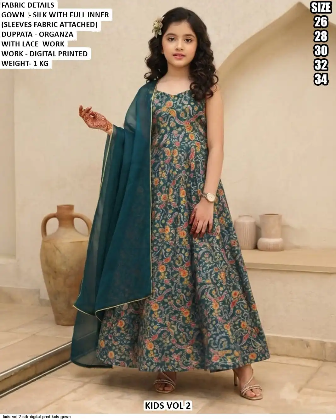 KIDS VOL 2 SILK DIGITAL PRINT KIDS GOWN B