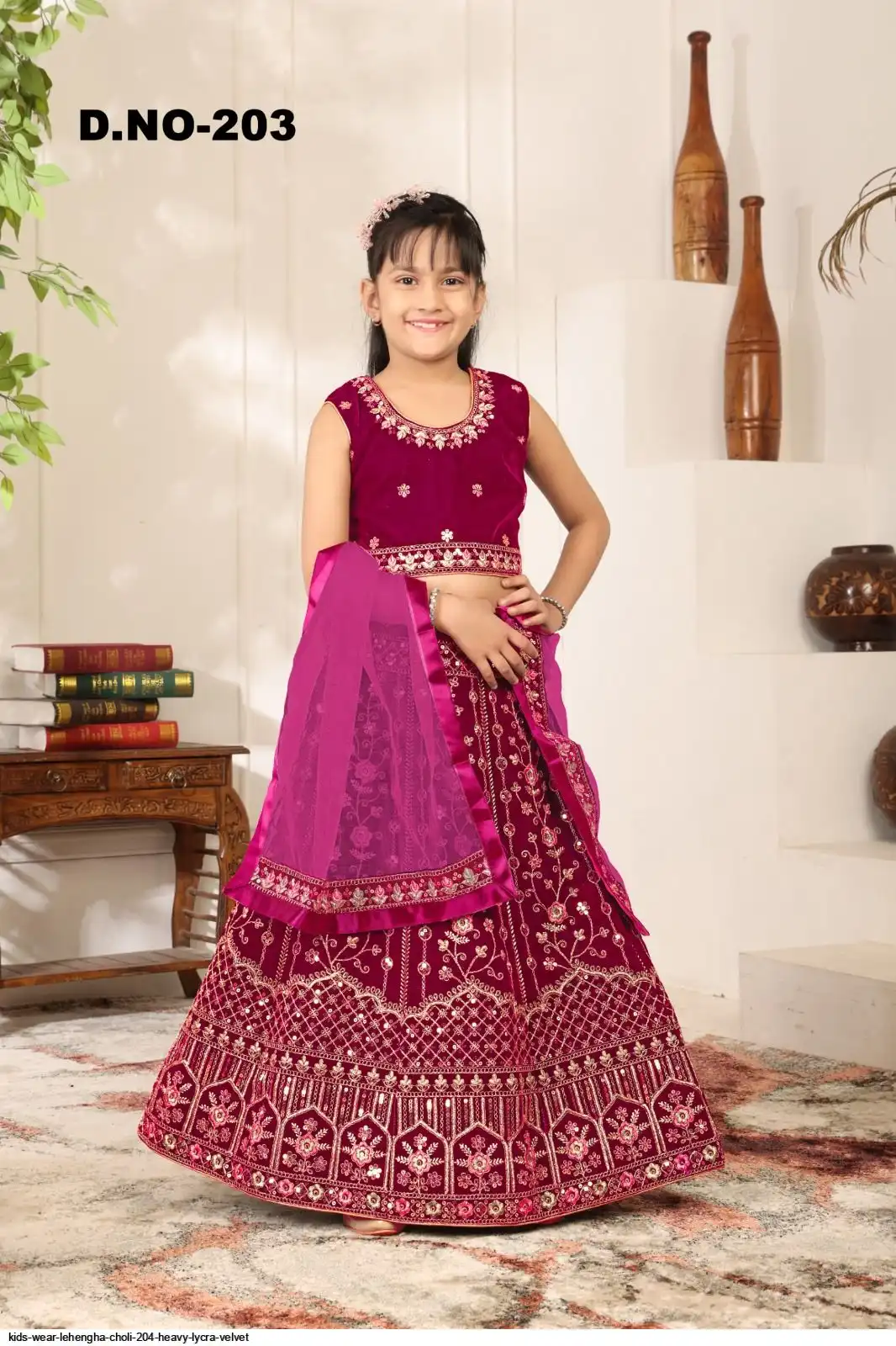 KIDS WEAR LEHENGHA CHOLI 204 HEAVY LYCRA VELVET B