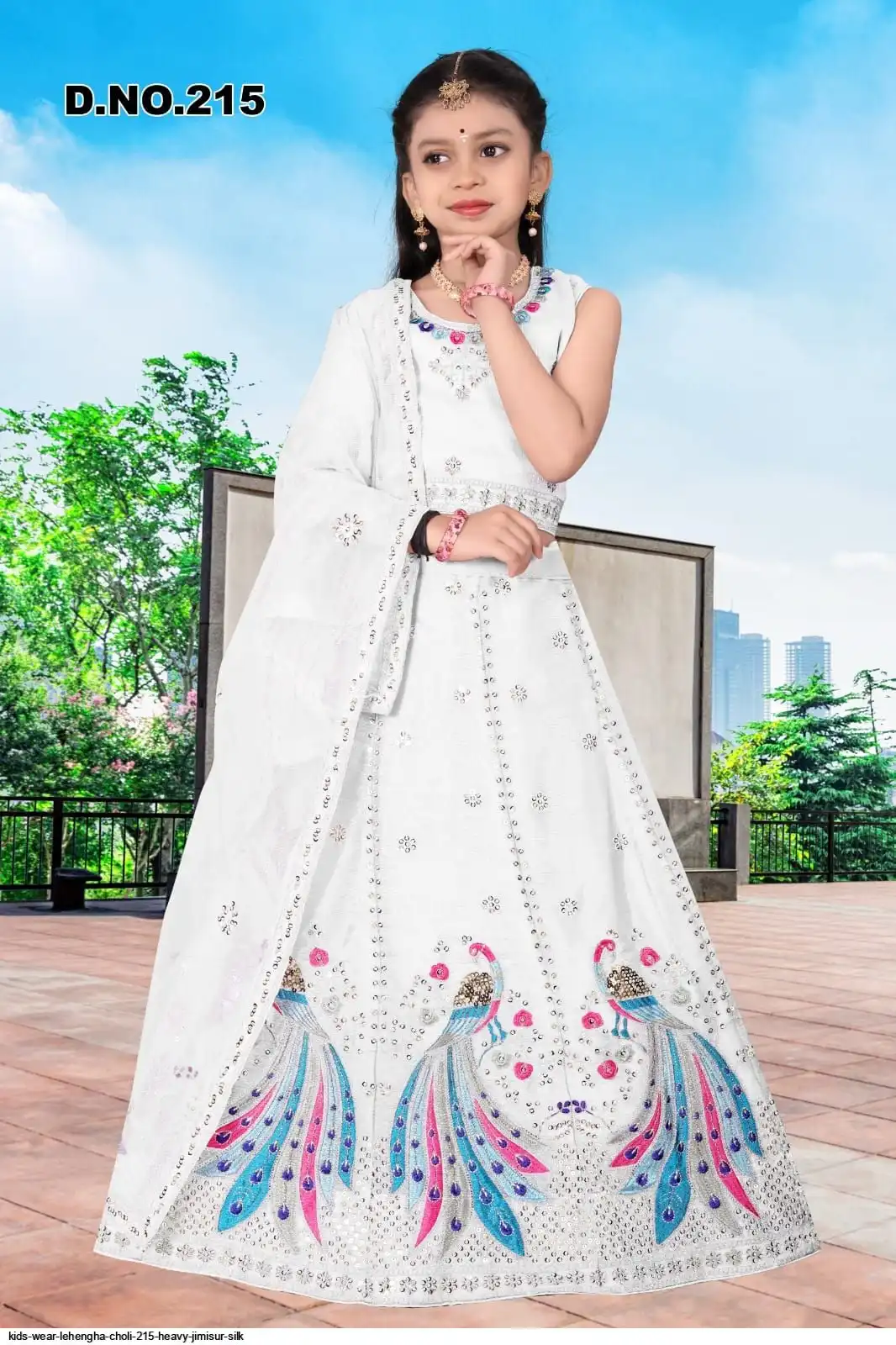 KIDS WEAR LEHENGHA CHOLI 215 HEAVY JIMISUR SILK B