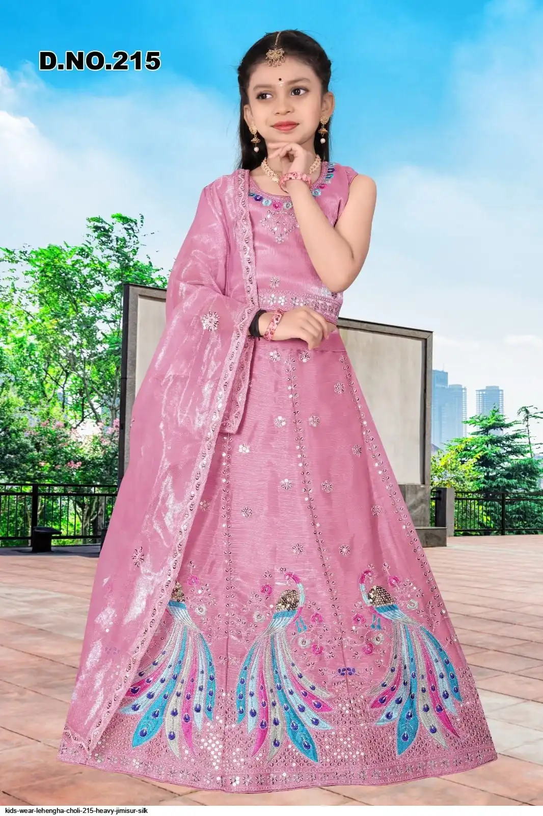 KIDS WEAR LEHENGHA CHOLI 215 HEAVY JIMISUR SILK D