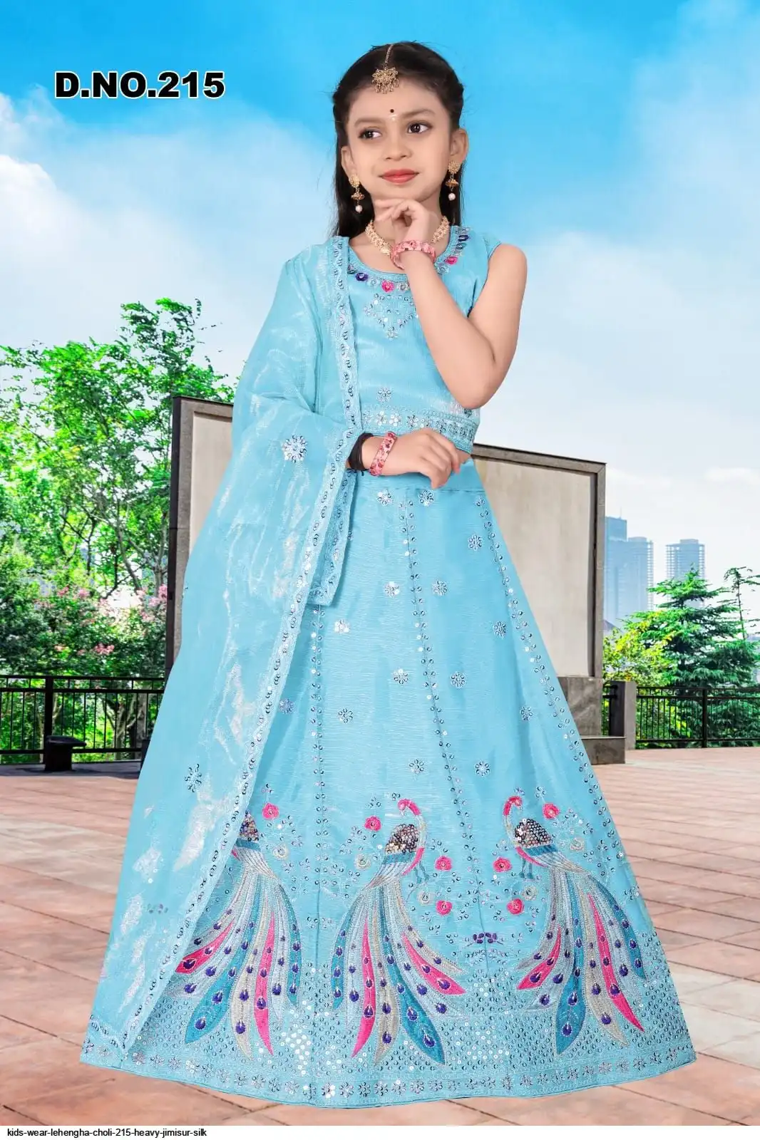 KIDS WEAR LEHENGHA CHOLI 215 HEAVY JIMISUR SILK C