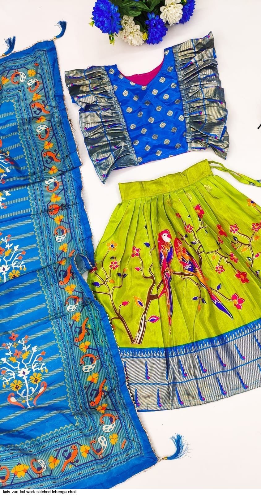 Buy Kids Lehenga Choli Mint Green Skirt Online in India - Etsy
