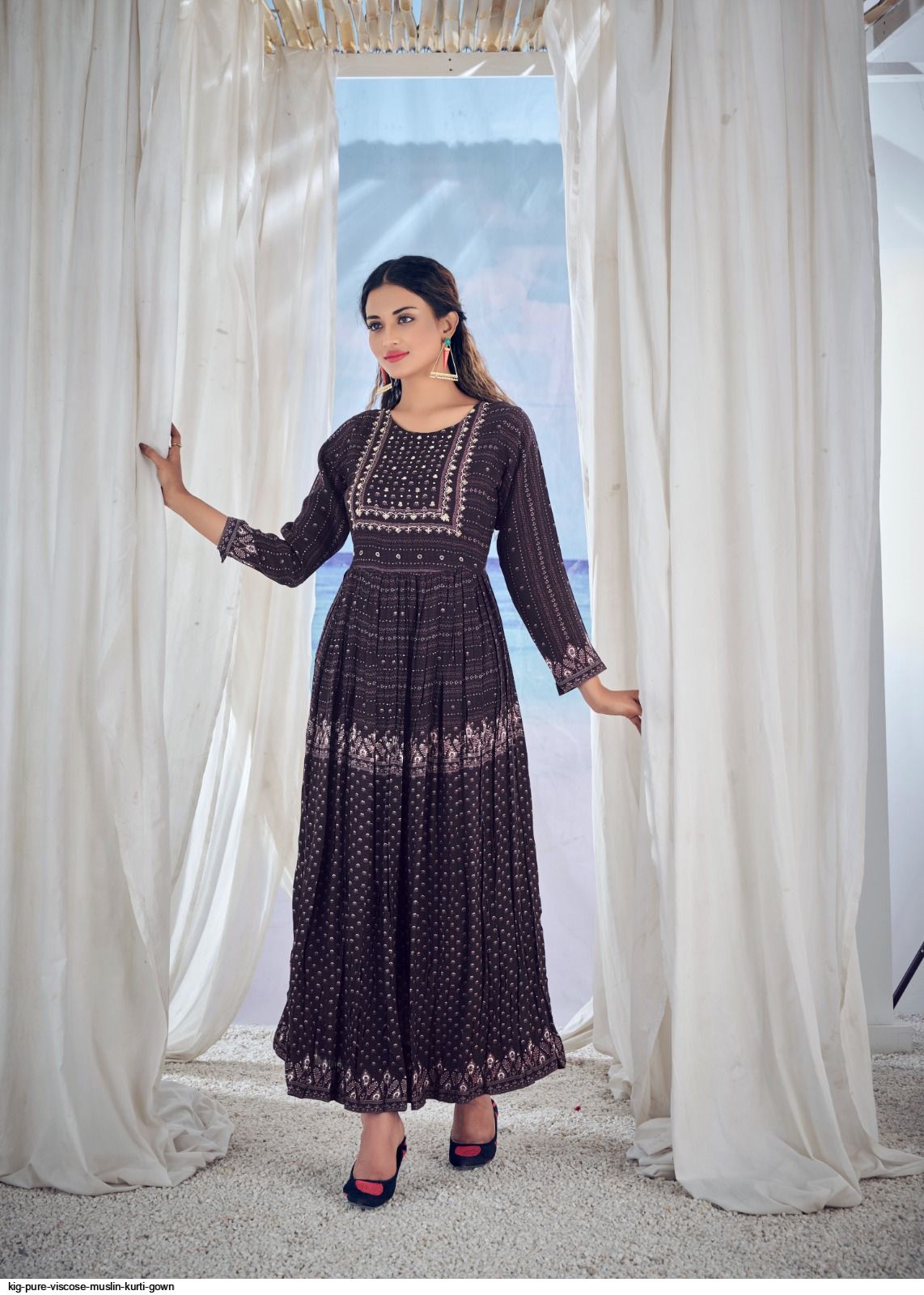 Kig Pure Viscose Muslin Kurti Gown