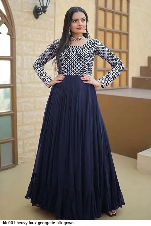 KK 001 HEAVY FAUX GEORGETTE SILK GOWN 1