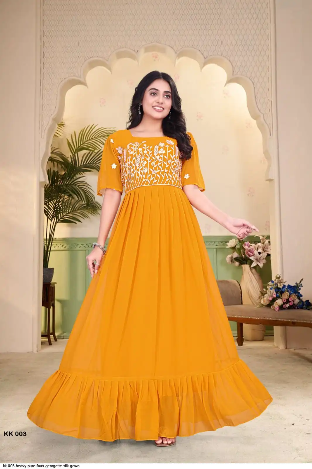 KK 003 HEAVY PURE FAUX GEORGETTE SILK GOWN 2