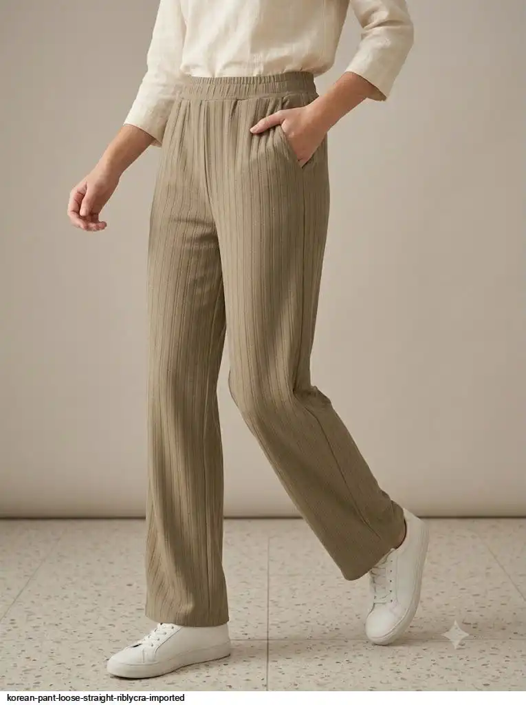 KOREAN PANT LOOSE STRAIGHT RIBLYCRA IMPORTED C