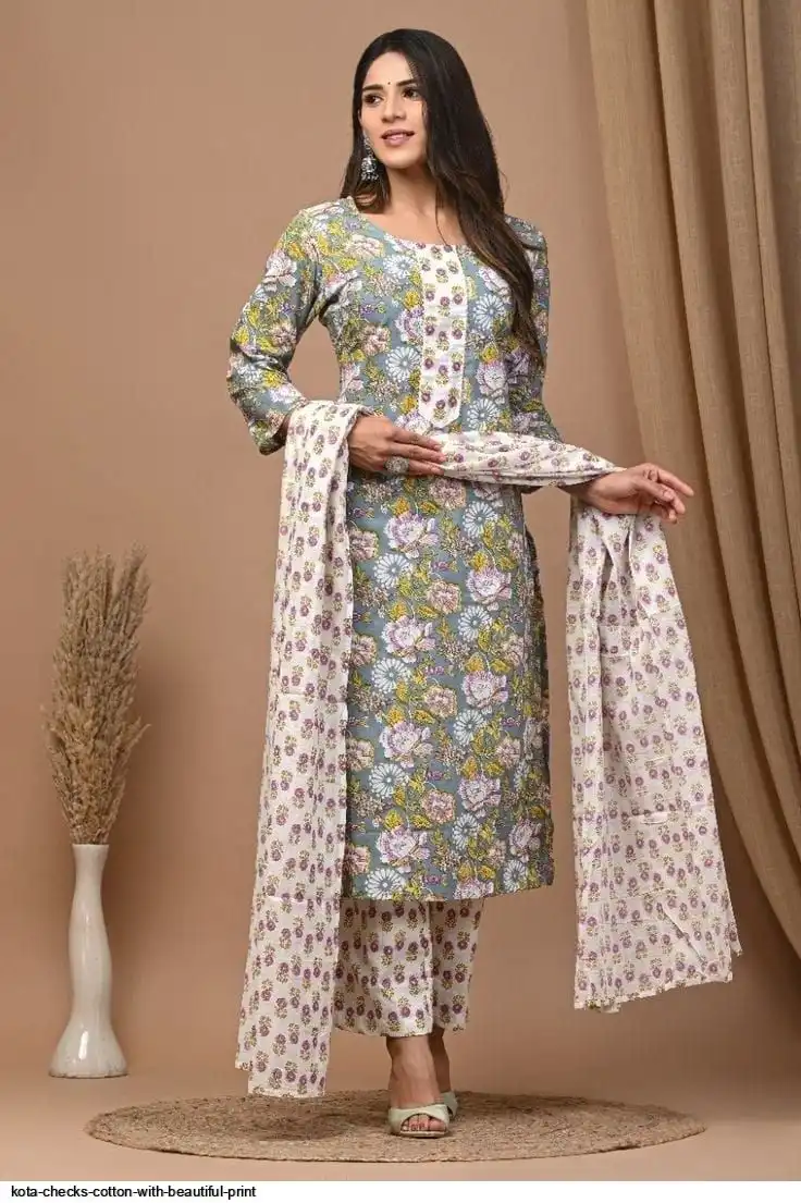 KOTA CHECKS COTTON WITH BEAUTIFUL PRINT C