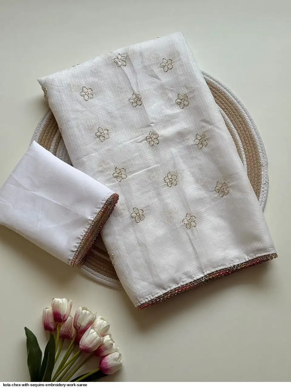 KOTA CHEX WITH SEQUINS EMBROIDERY WORK SAREE 1