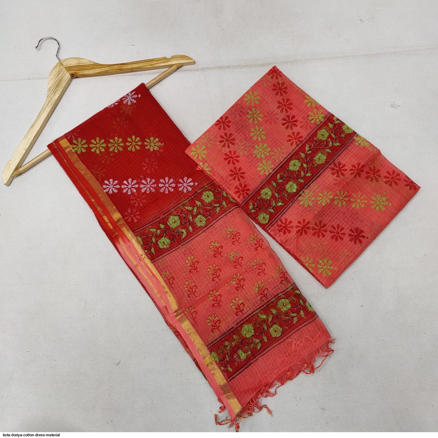 kota cotton dress materials Lime Light Kota Cotton Golden Printed Dress Material-KCDM012  Fashionous