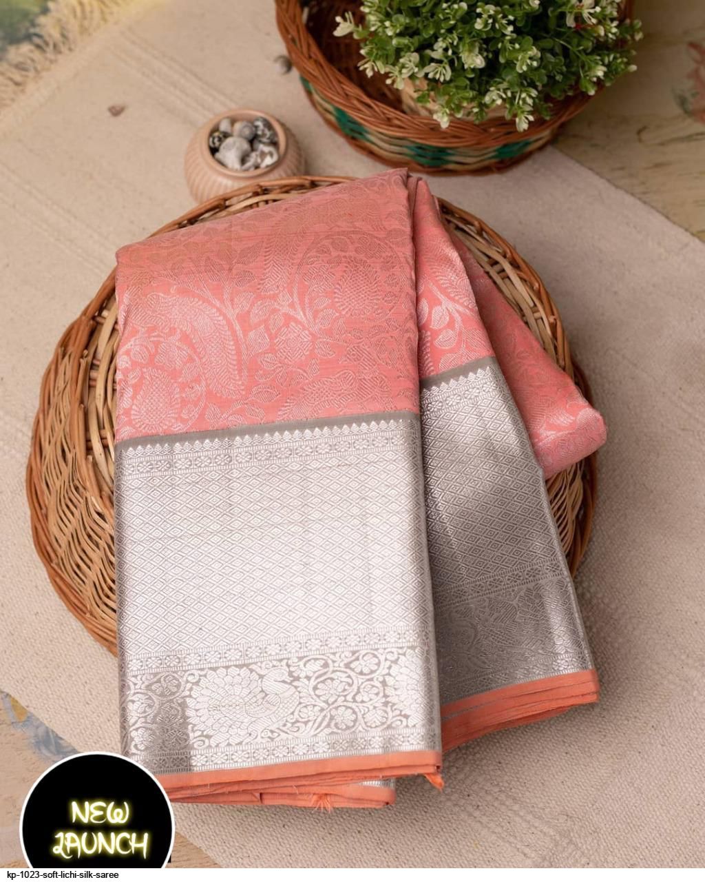 KP 1023 SOFT LICHI SILK SAREE