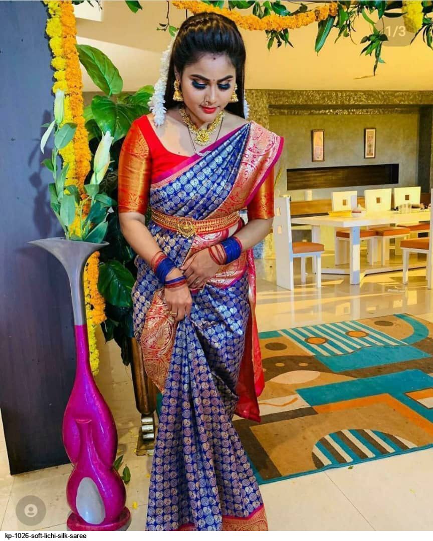 KP 1026 SOFT LICHI SILK SAREE