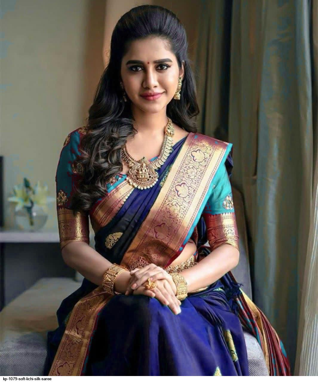 KP 1079 SOFT LICHI SILK SAREE B