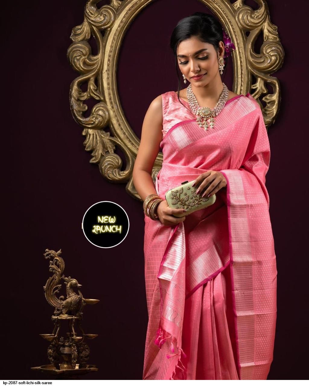 KP 2087 SOFT LICHI SILK SAREE