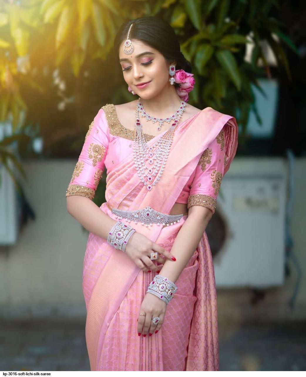 KP 3016 SOFT LICHI SILK SAREE