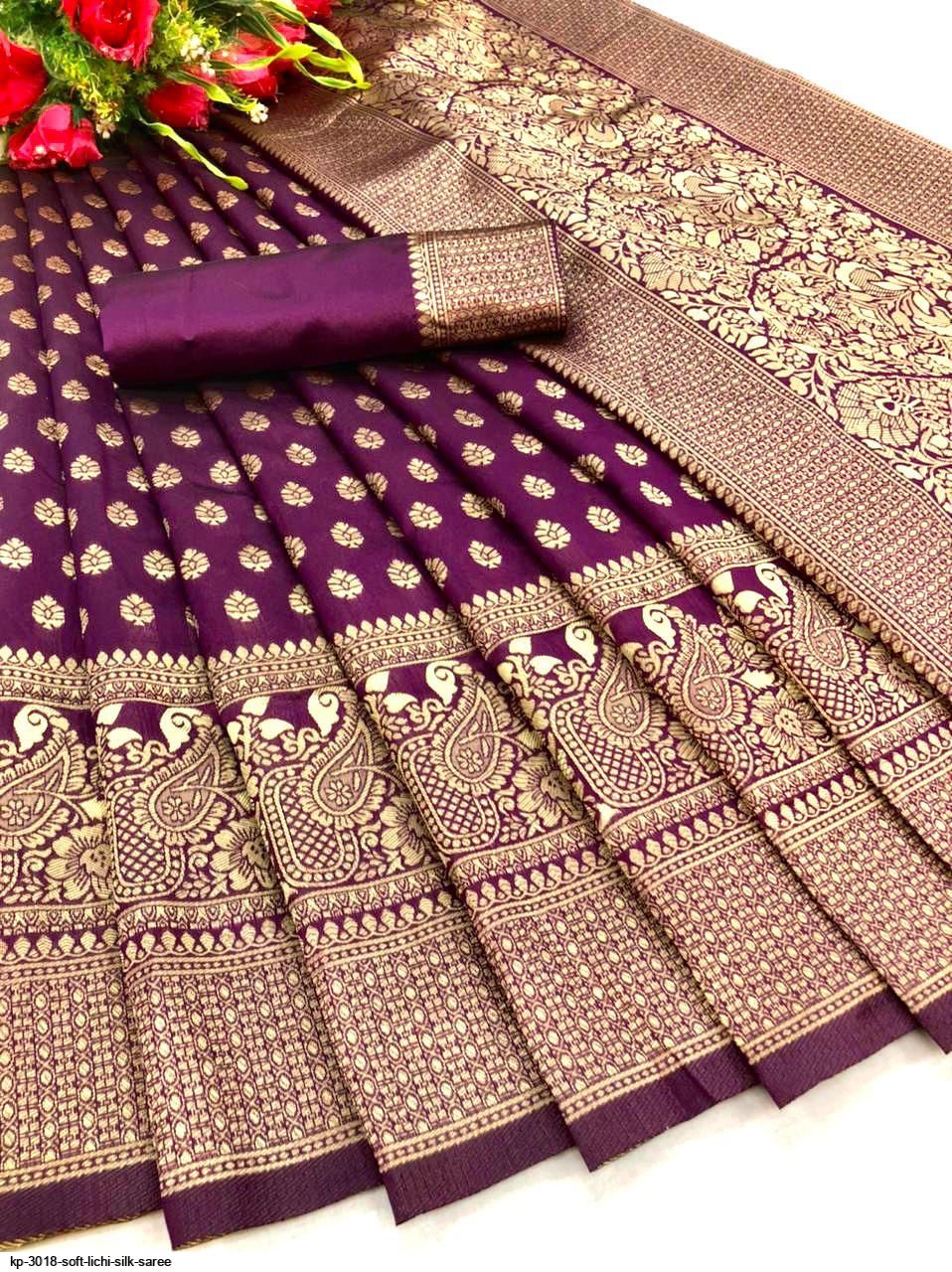 KP 3018 SOFT LICHI SILK SAREE A