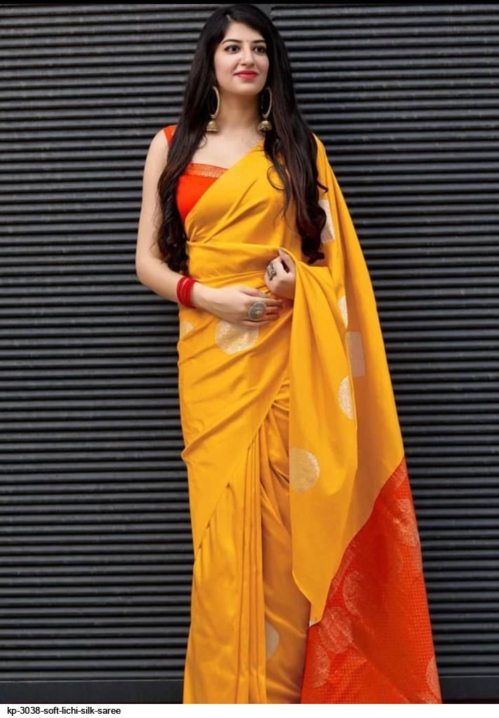 KP 3038 SOFT LICHI SILK SAREE