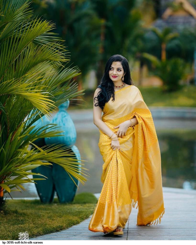 KP 3095 SOFT LICHI SILK SAREES