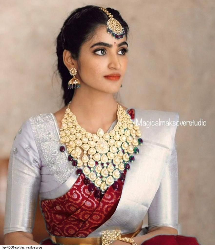 KP 4000 SOFT LICHI SILK SAREE E