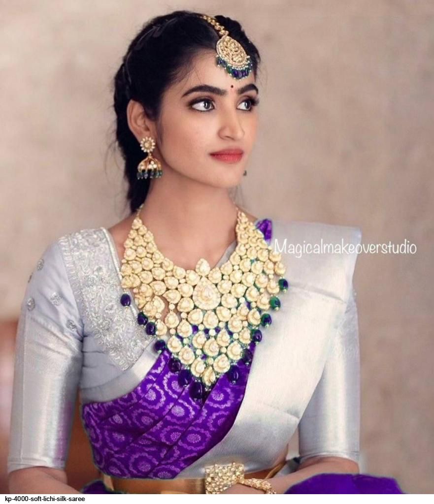 KP 4000 SOFT LICHI SILK SAREE D