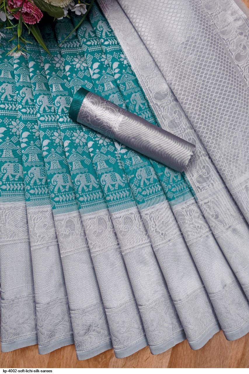 KP 4002 SOFT LICHI SILK SAREES F