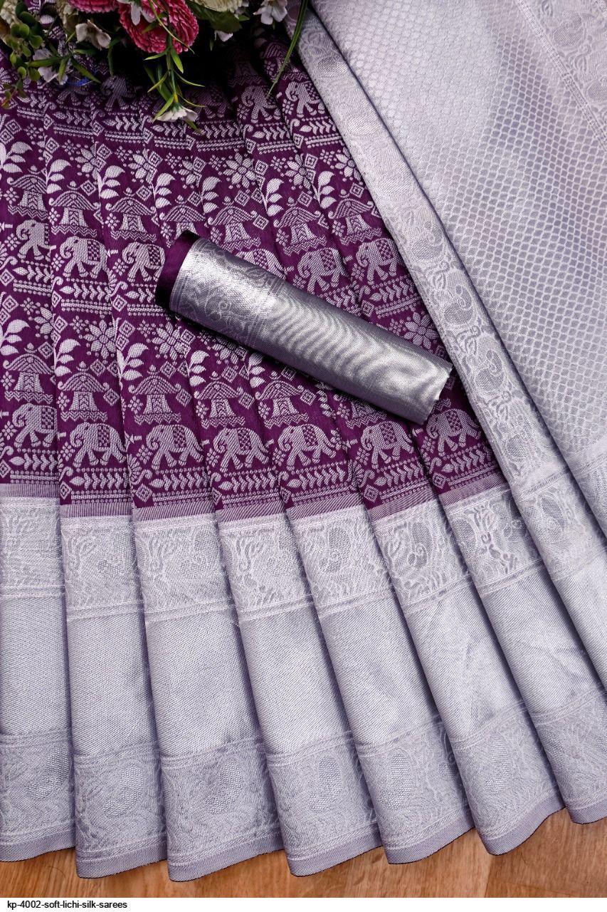 KP 4002 SOFT LICHI SILK SAREES E