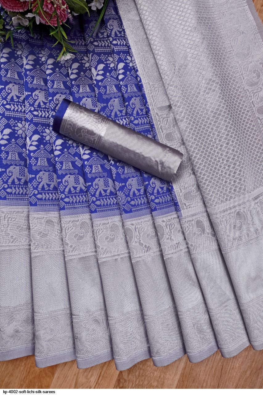 KP 4002 SOFT LICHI SILK SAREES D