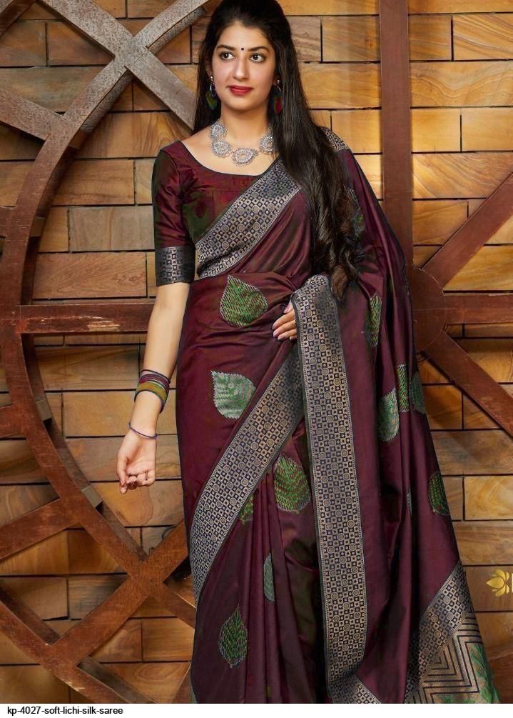KP 4027 SOFT LICHI SILK SAREE D